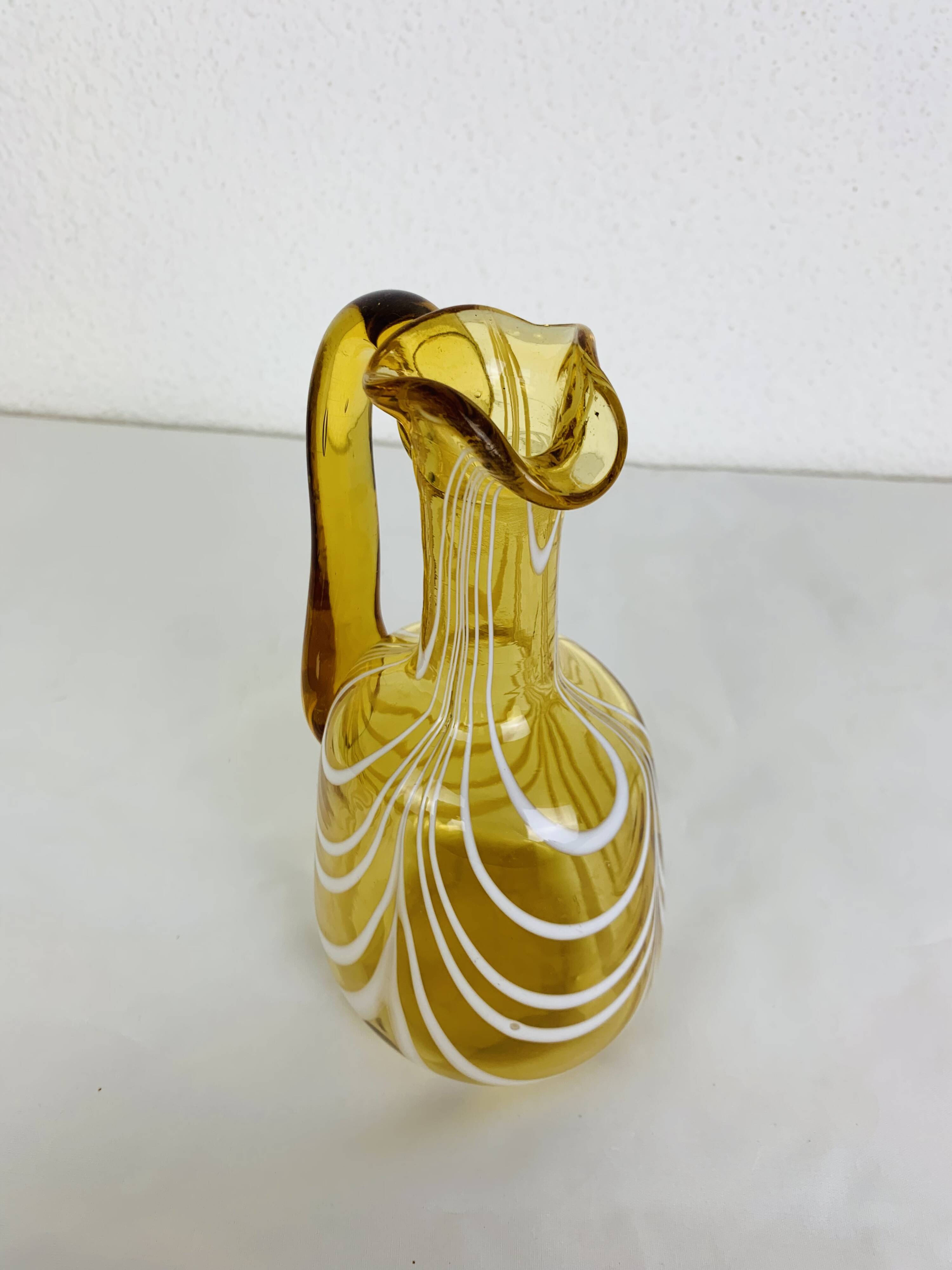 Vintage Italian style amber glass carafe