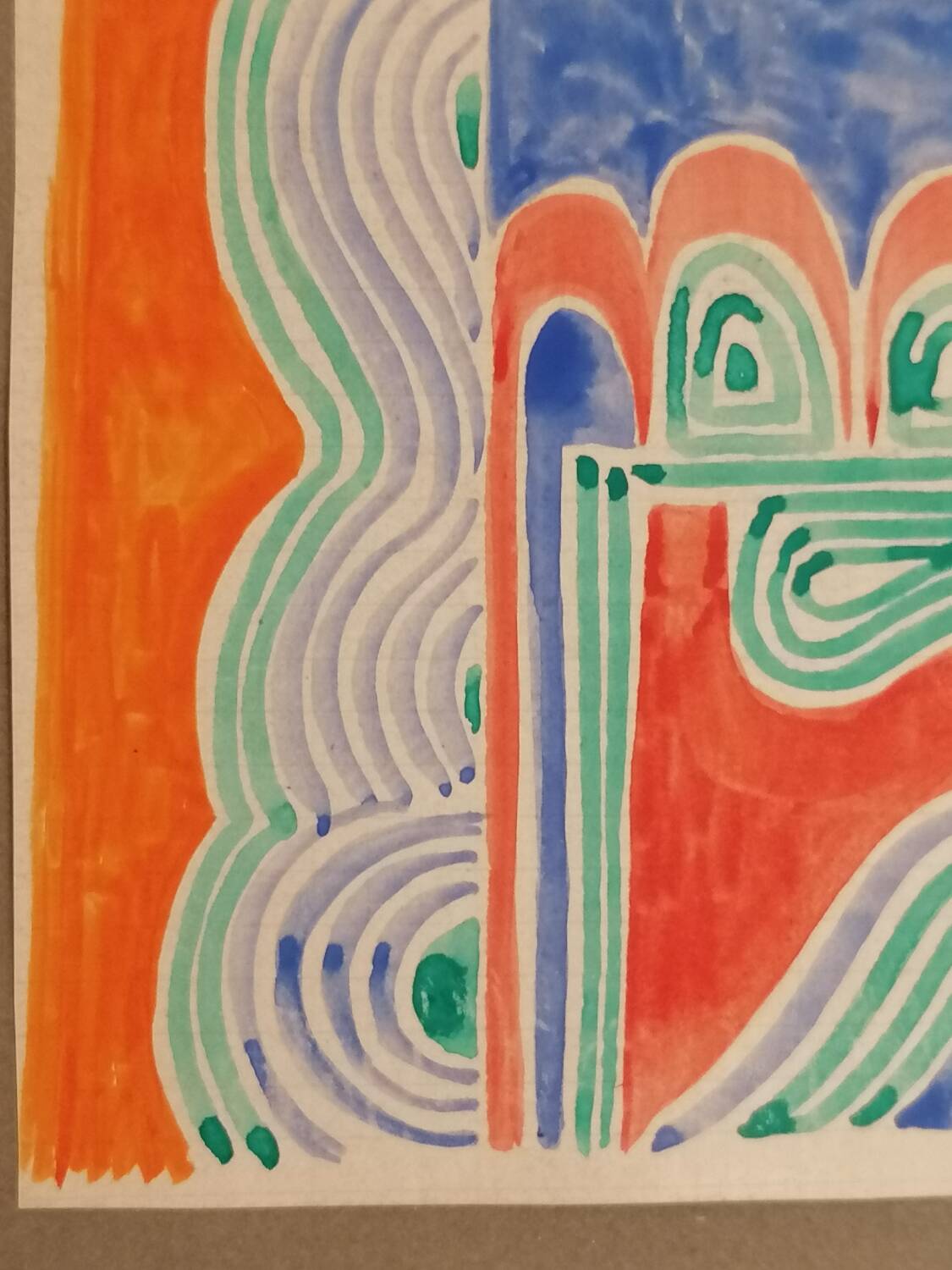 Gouache originale de Sonia DELAUNAY - Étude de tissu - Robert PERRIER