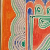 Gouache originale de Sonia DELAUNAY - Étude de tissu - Robert PERRIER