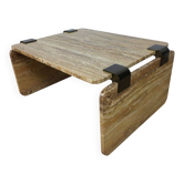Travertine coffee table with aluminium joints, 1970s.