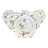 6 flat plates Baltimore Rose by Haviland Limoges