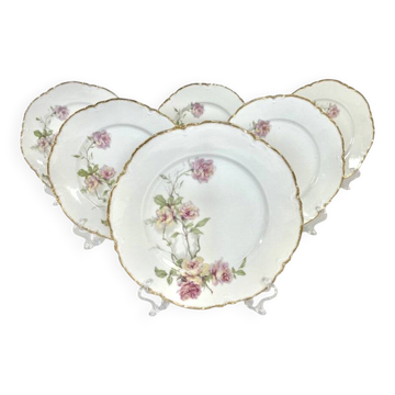 6 Assiettes plates Baltimore Rose de Haviland Limoges
