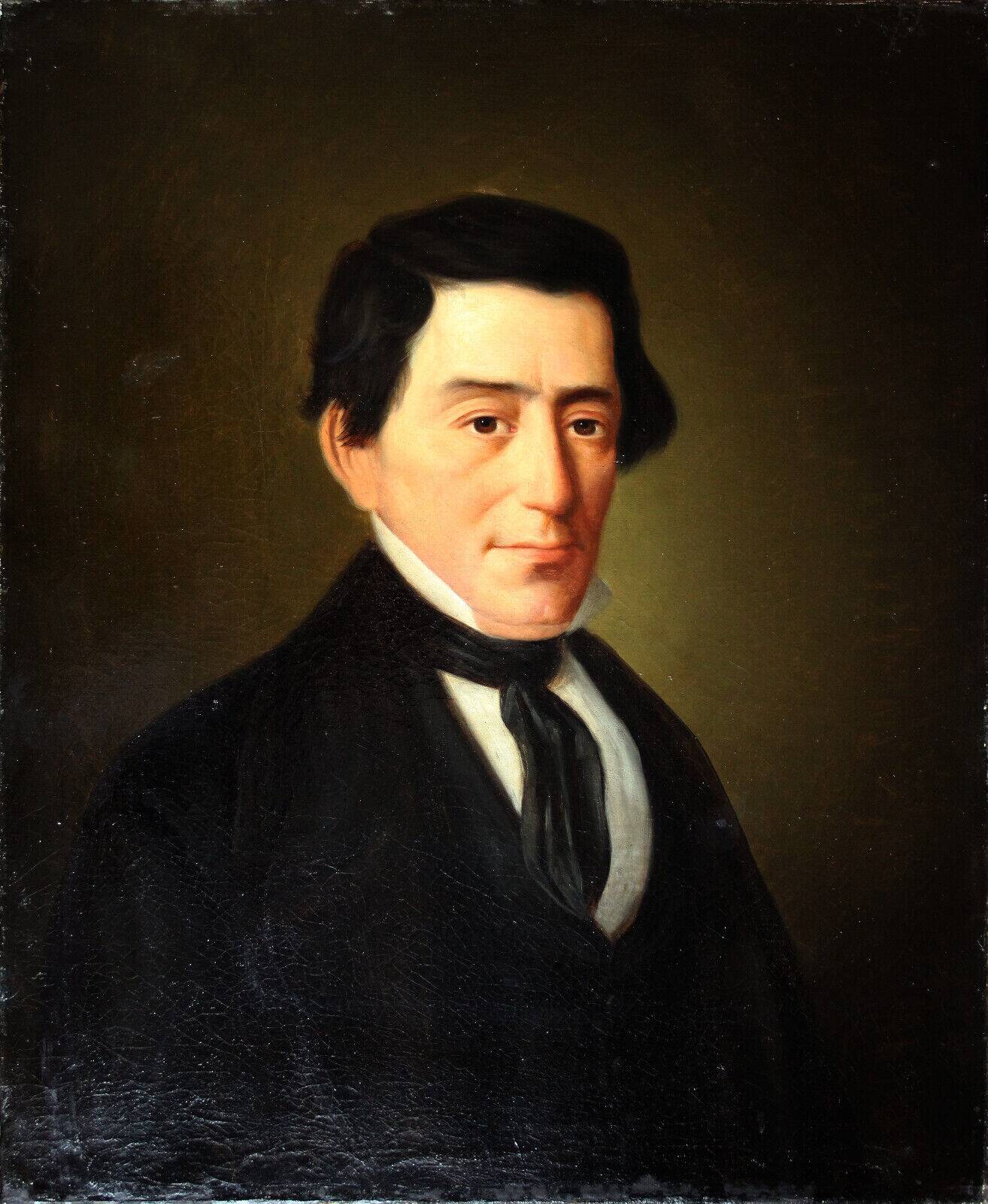 Distinguished 19th-Century Gentleman’s Portrait – Oil on Canvas