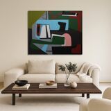 Original abstract painting "Powerful alignment" on canvas 100x81cm.
