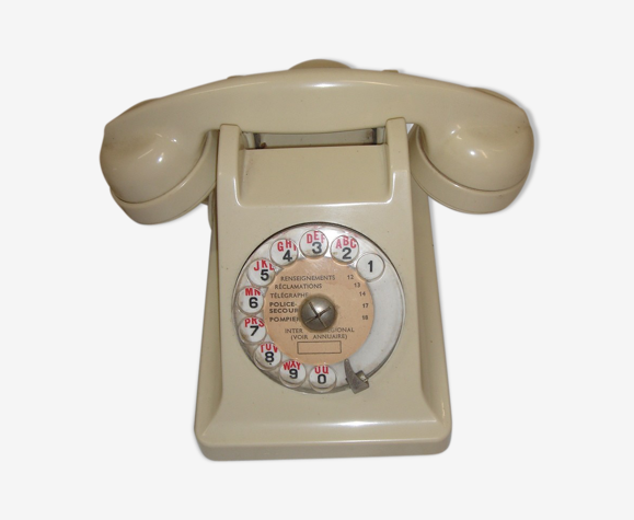 Téléphone en bakélite ivoire blanc de 1950