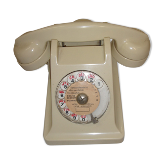 Téléphone en bakélite ivoire blanc de 1950