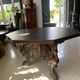Octagonal oak table, 19th century, with griffins.