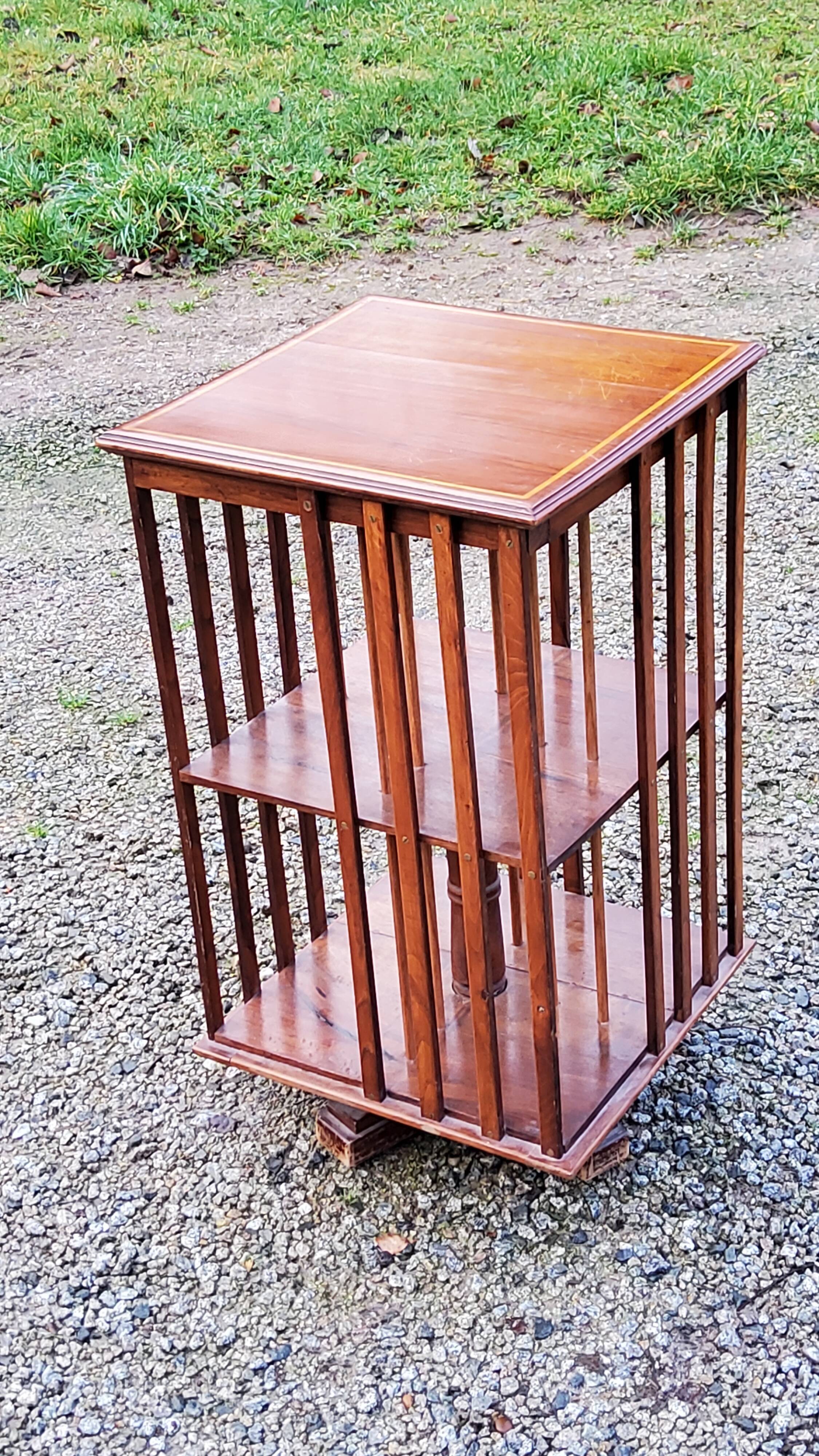 Art Deco style revolving bookcase in walnut and oak