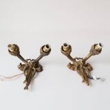 Pair of old French bronze wall lights from the beginning of the 20th century.