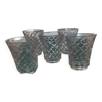 5 crystal liqueur glasses signed St.Louis