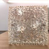 Lampe à encastrer carrée en verre et bronze, années 60