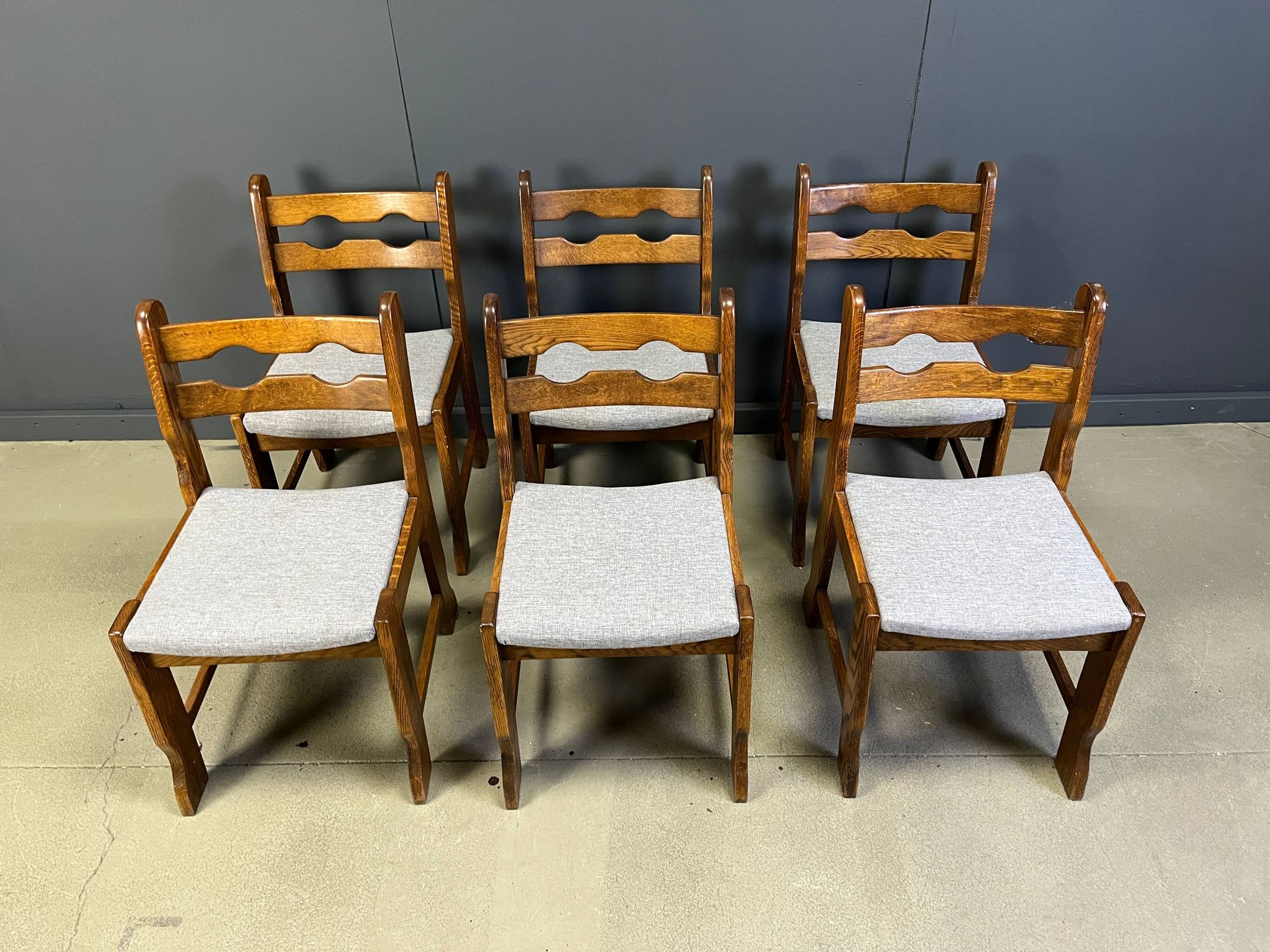 Brutalist dining chairs, set of 6 - 1960s