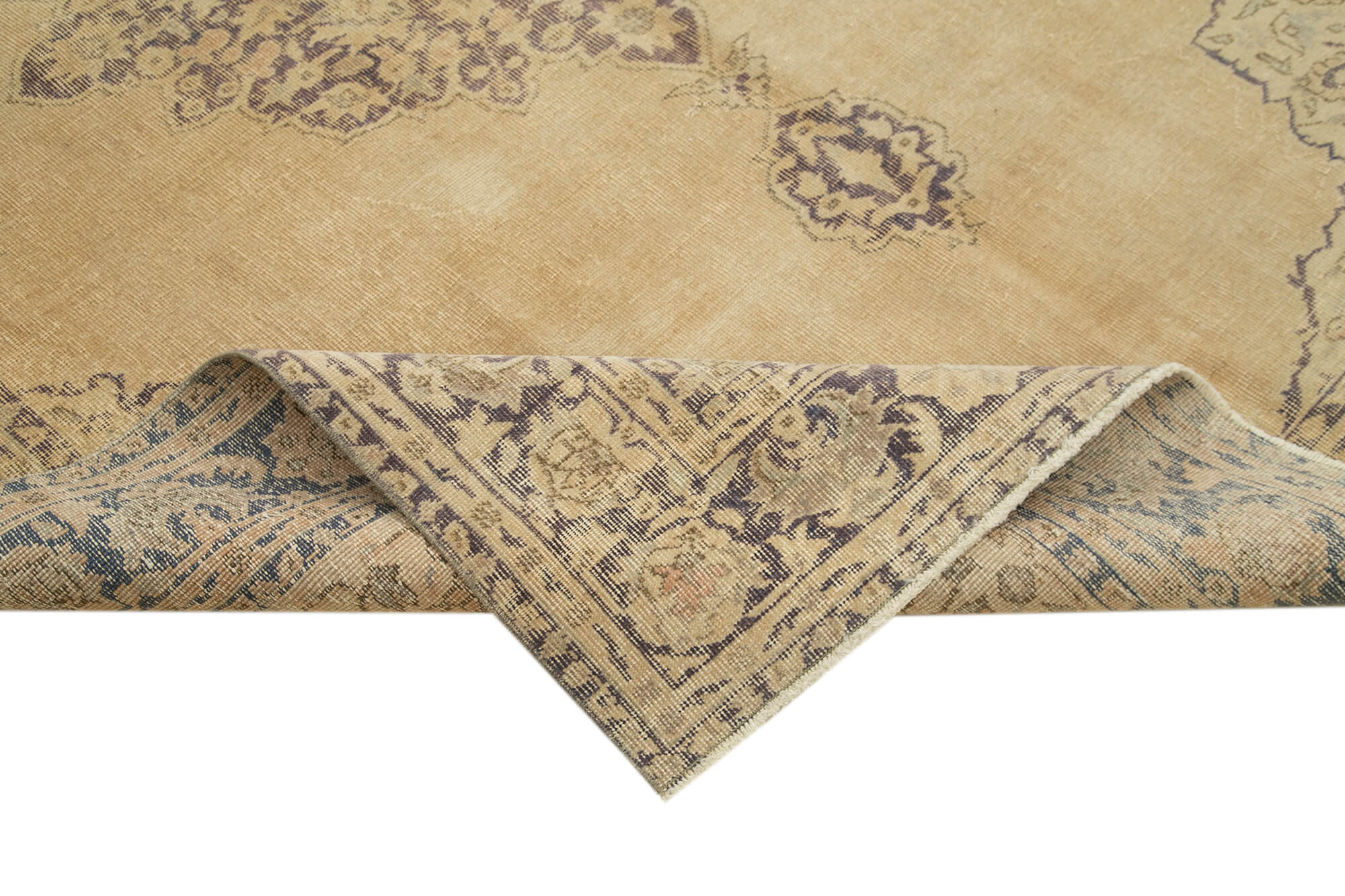 Handwoven antique anatolian beige rug 204 cm x 290 cm
