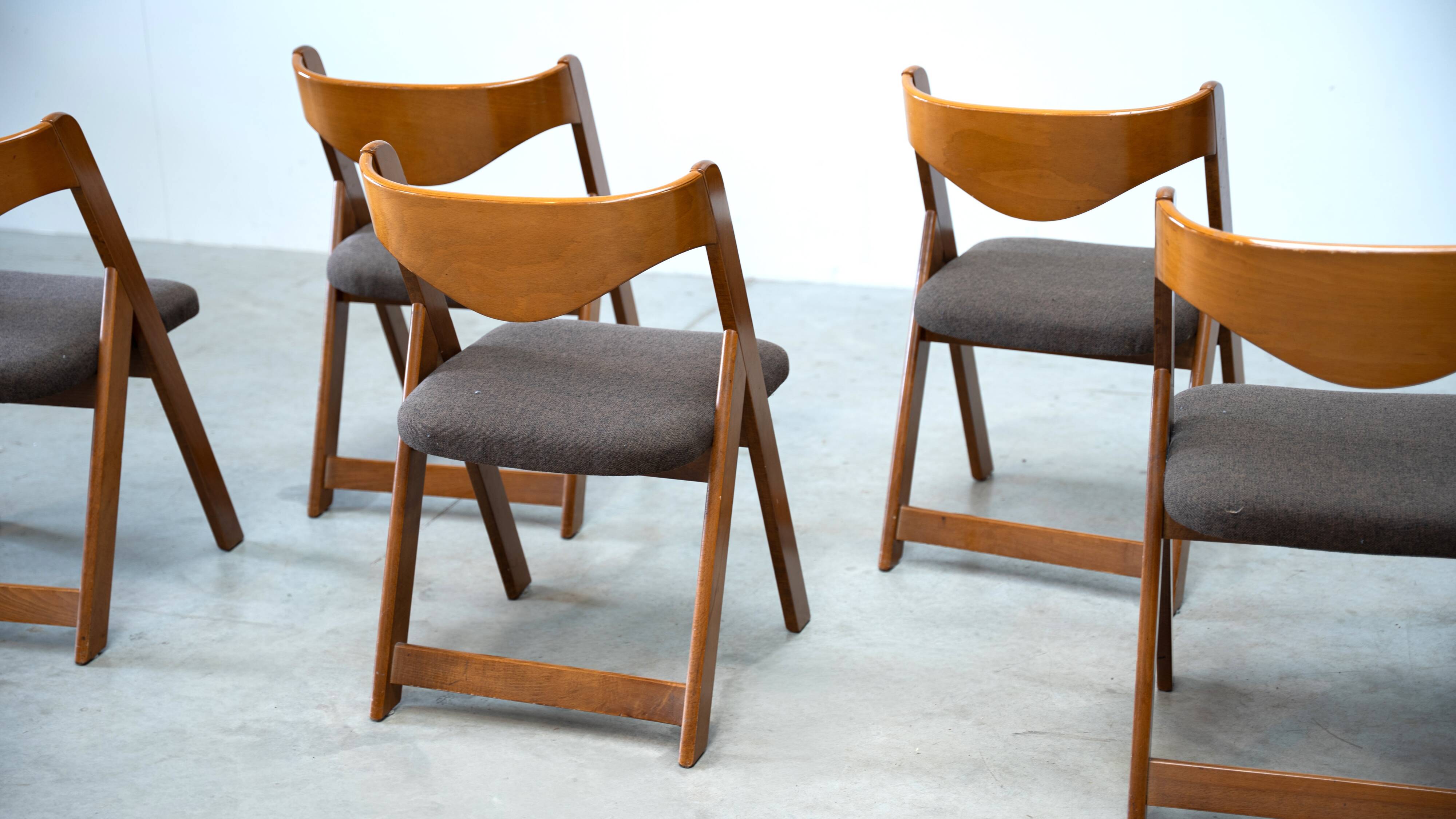 Set of six sculptural Italian dining chairs