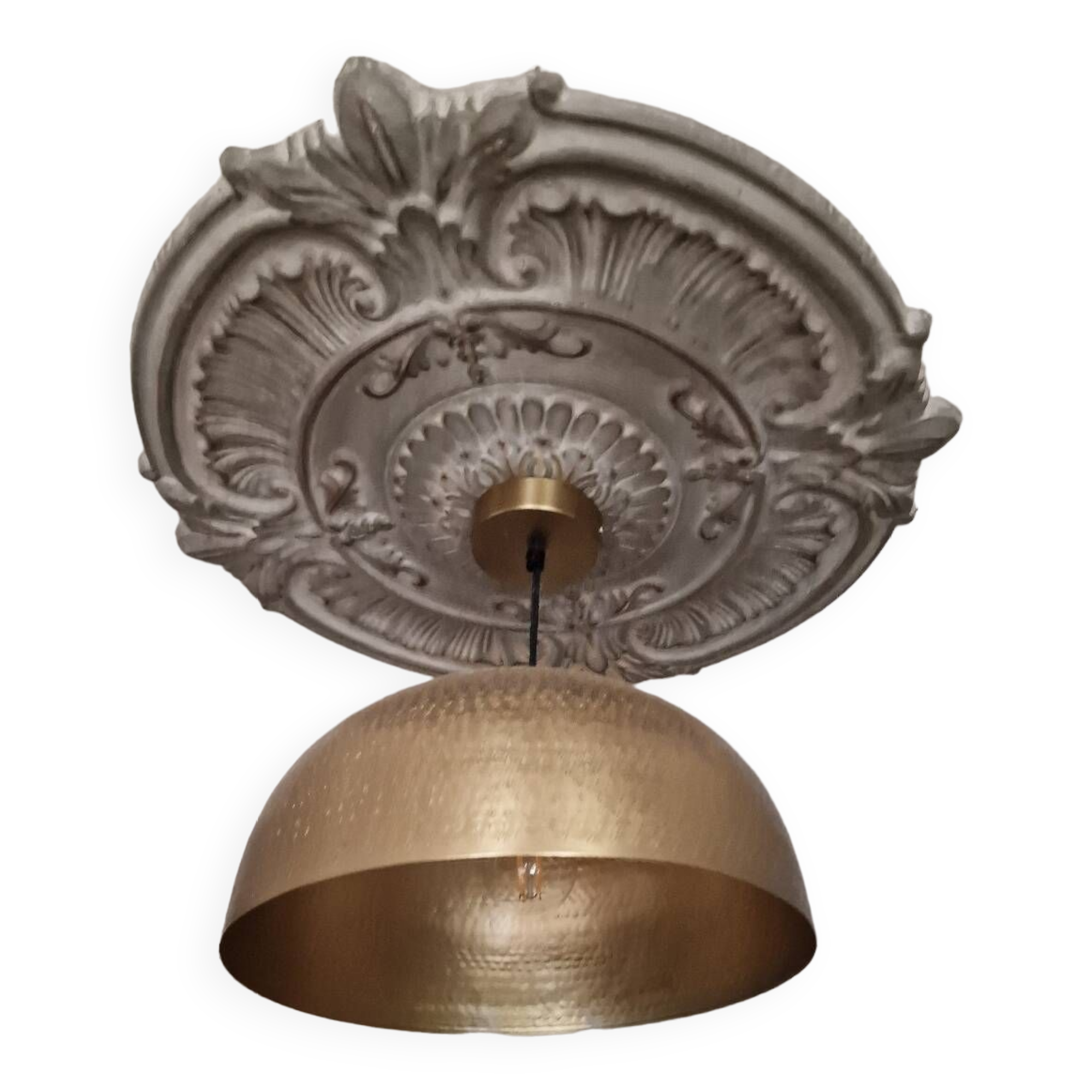 Hammered gold pendant light