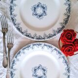 Assiettes plates anciennes dépareillées en faïence terre de fer