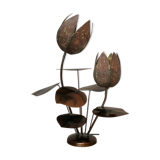 Flowers early 1970s brass lamp