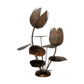 Flowers early 1970s brass lamp