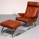 Congnac Leather COR SWING Lounch Chair whit Otterman By Adolf & Schöpfer 19