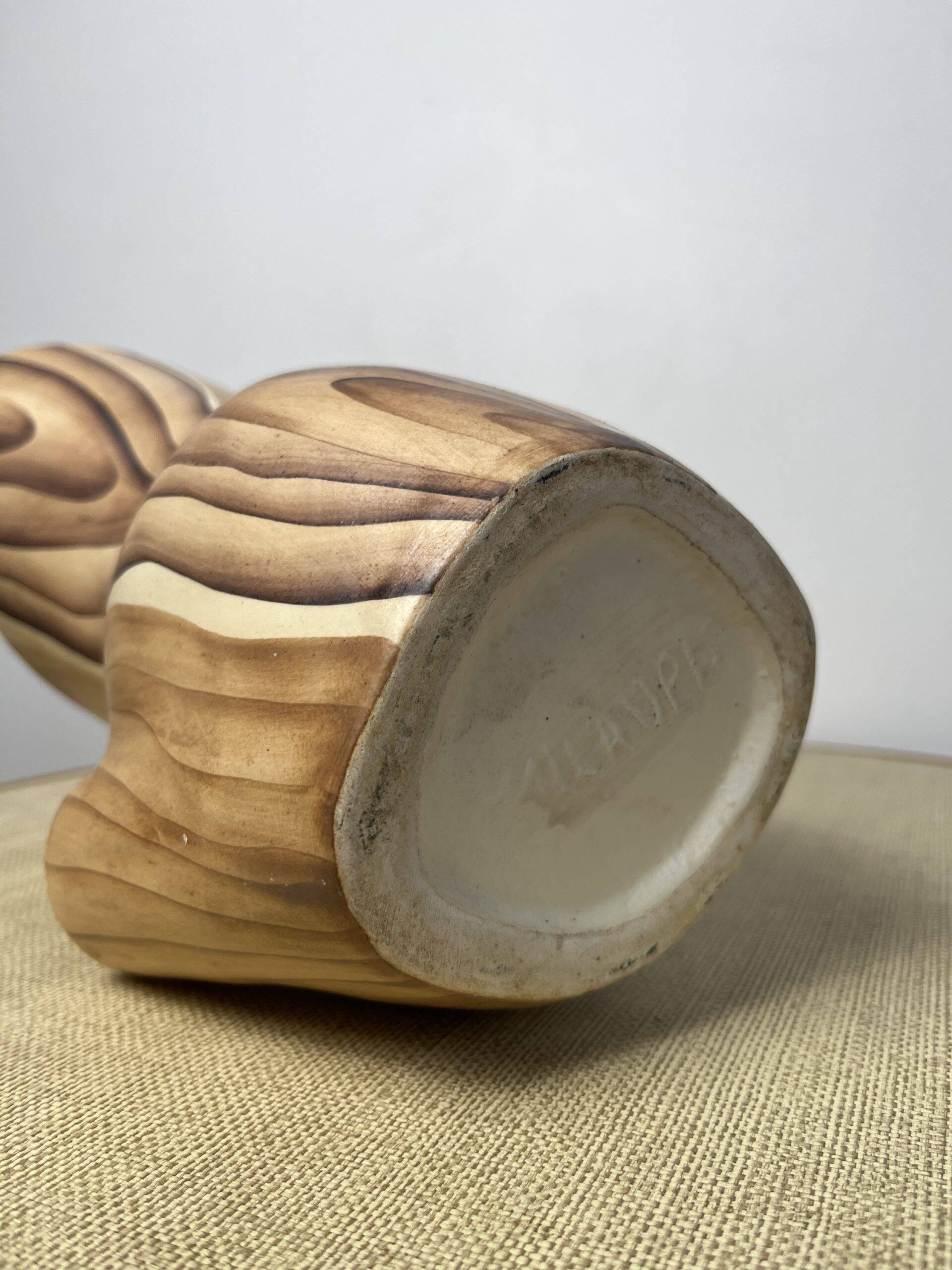 Ceramic vase in wood style by Grandjean Jourdan in Vallauris