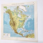 Carte Amérique du Nord vintage de 1950