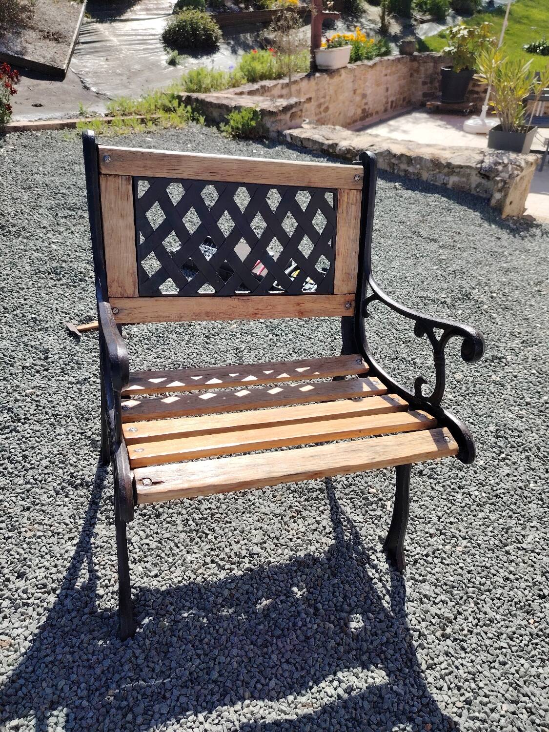 Cast iron and wood garden furniture