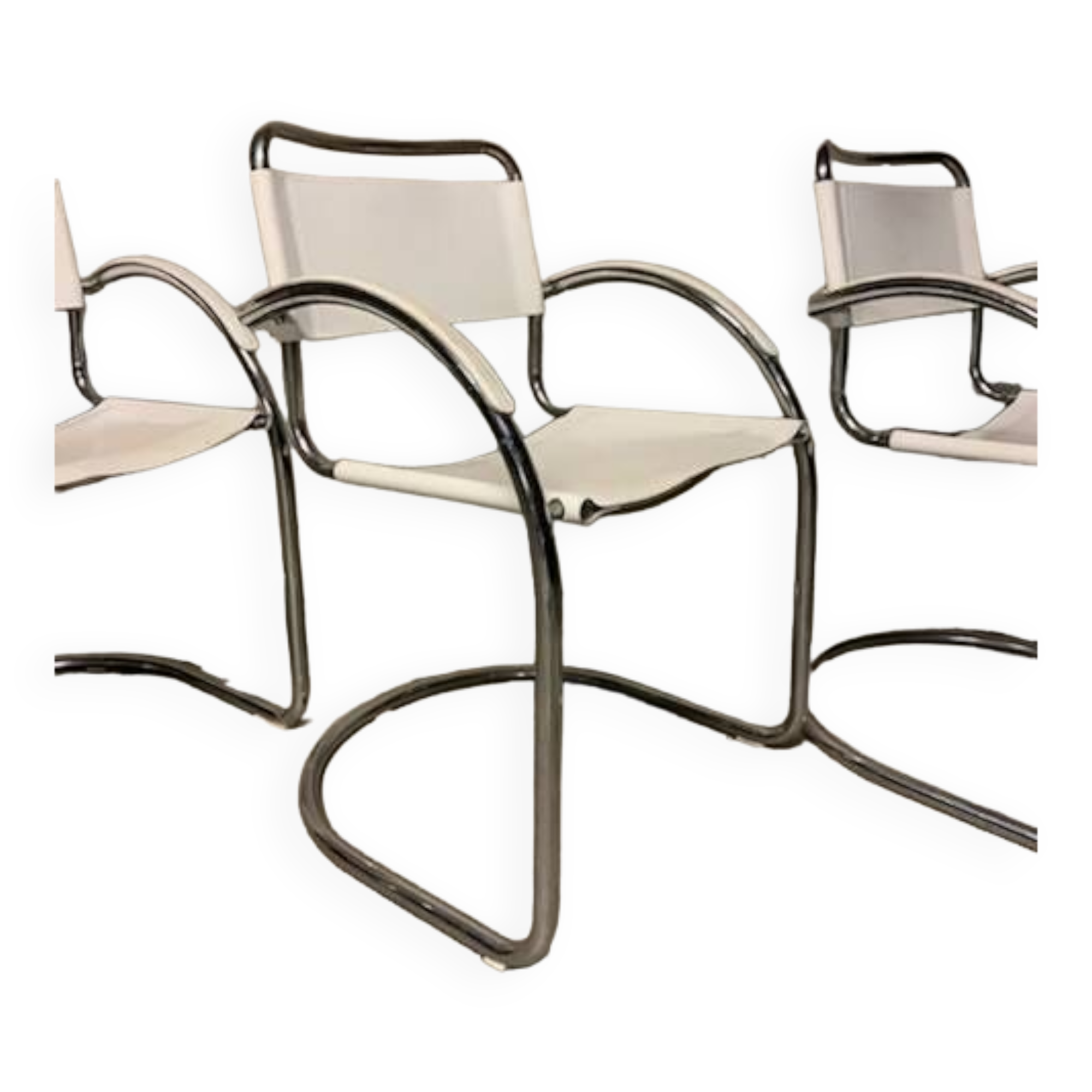 Lot of three vintage tubular armchairs from the 70's