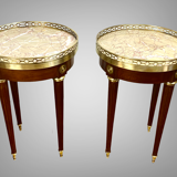 Pair of old pedestals stamped " h.j.l.rossenu " in mahogany over marble
