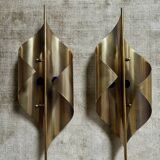 Pair of perforated brass wall lights by Christoph Palme, Germany, 1980s.