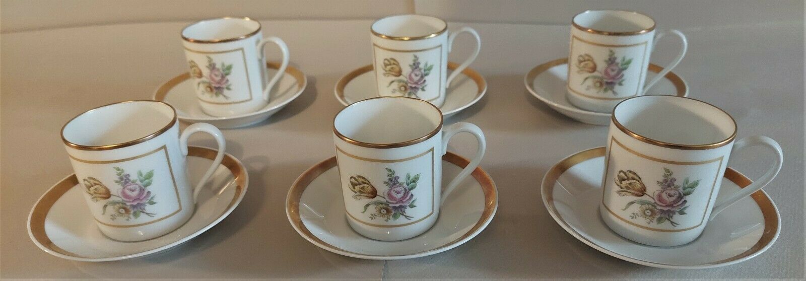 Cups series of six porcelain Hutschenreuther Selb Germany