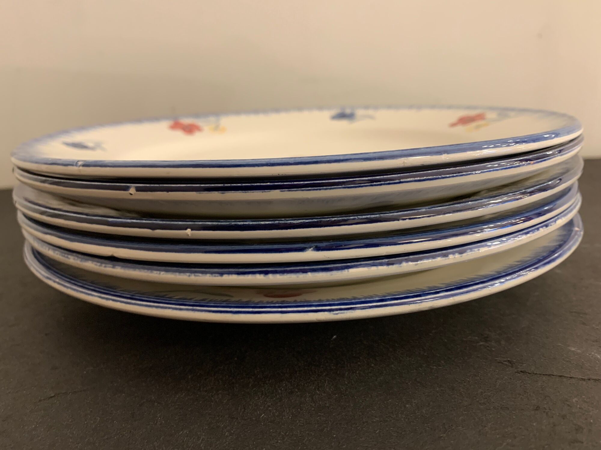 Lot de 6 assiettes plates Digoin Sarreguemines, modèle Mary Lou