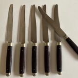 Set of 6 rosewood wood knives Dumas Thiers 1950