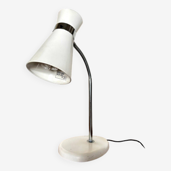 Lampe de bureau articulée en métal blanc et chromé
