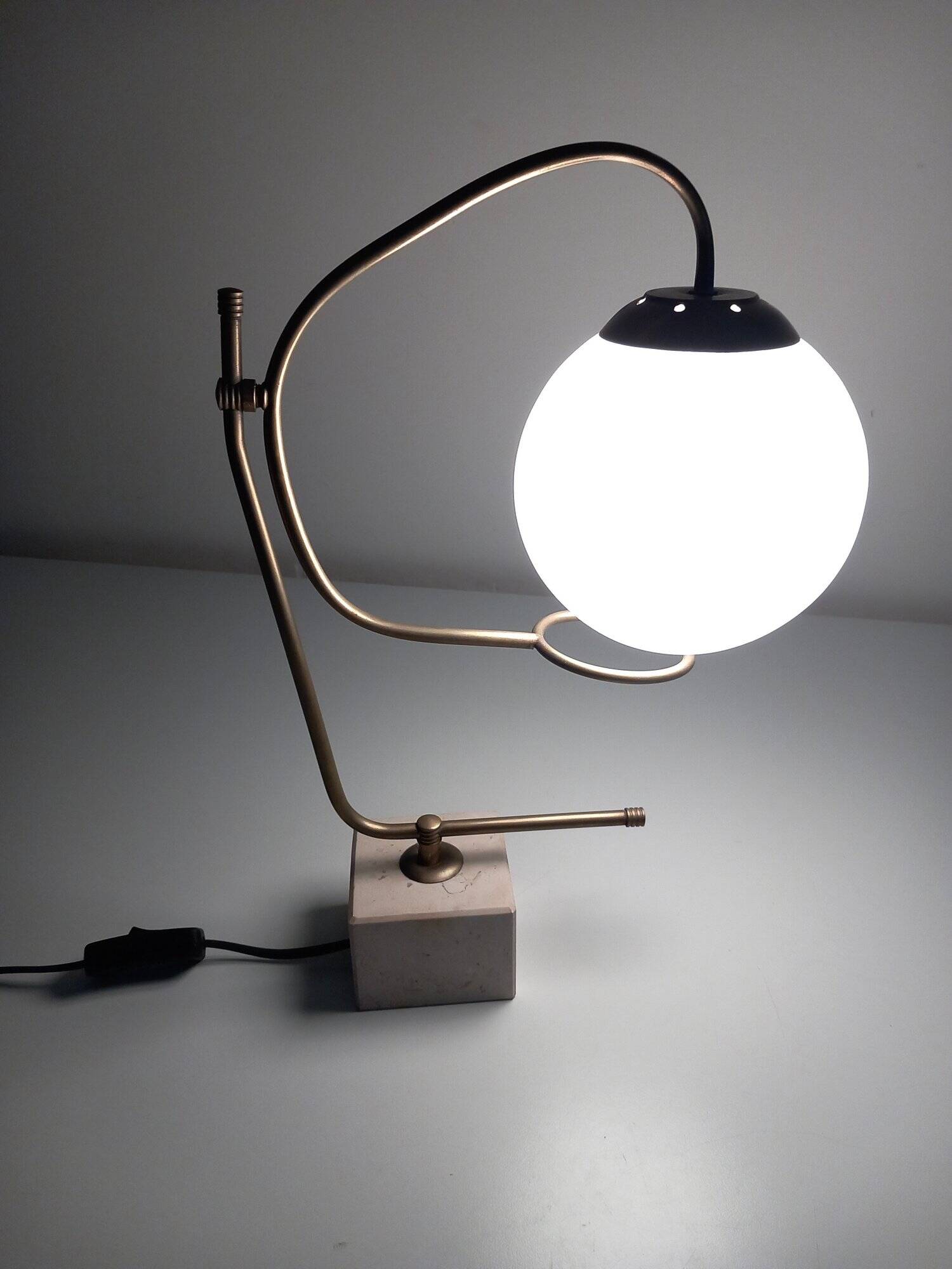 Large Vintage Table Lamp • Marble Base • Brass • 1970-1980