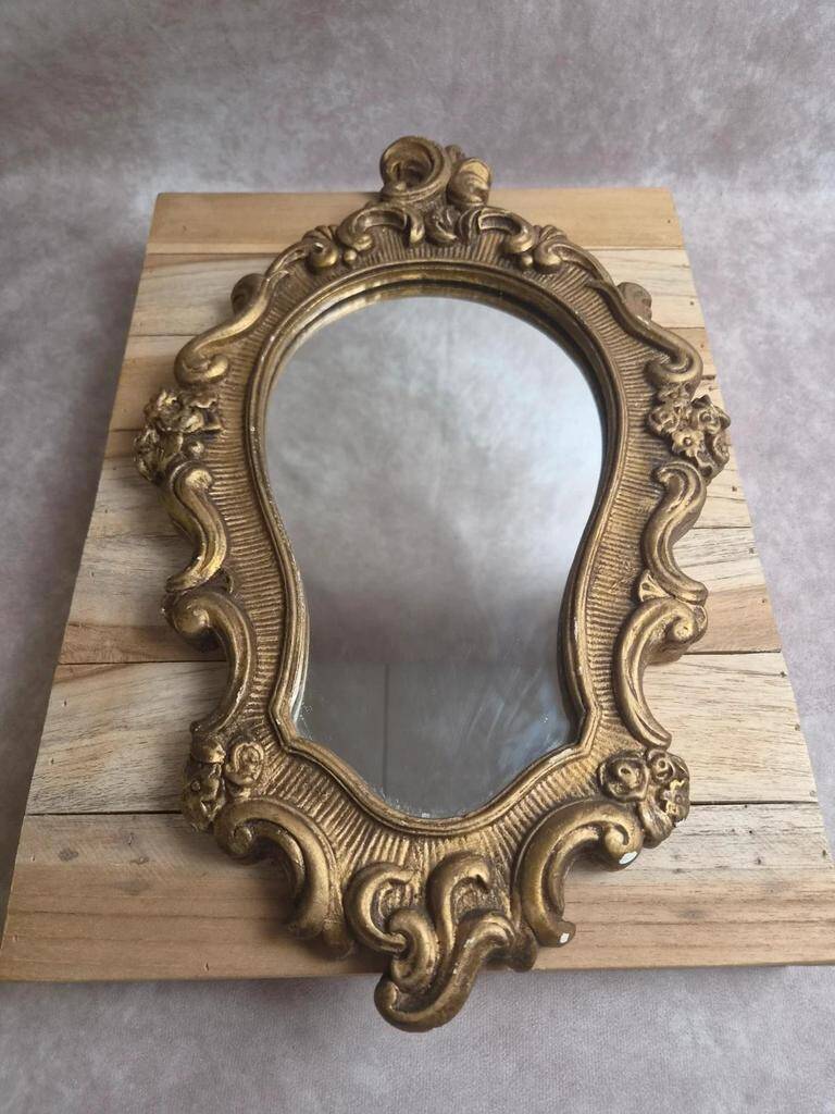 Antique gilded stucco mirror – Louis XV rococo style – 42 cm