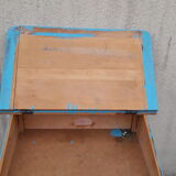 Blue schoolboy desk with ink out slot