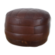 Round pouf leather patchwork 70's