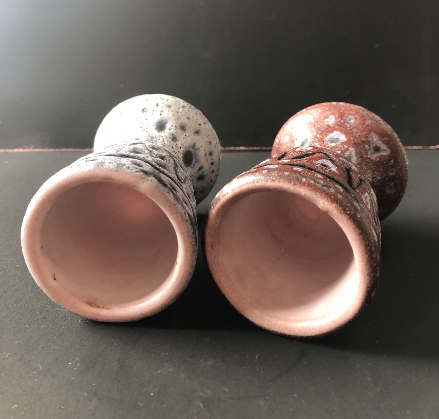 Pair of ceramic egg cups by Jean Austruy