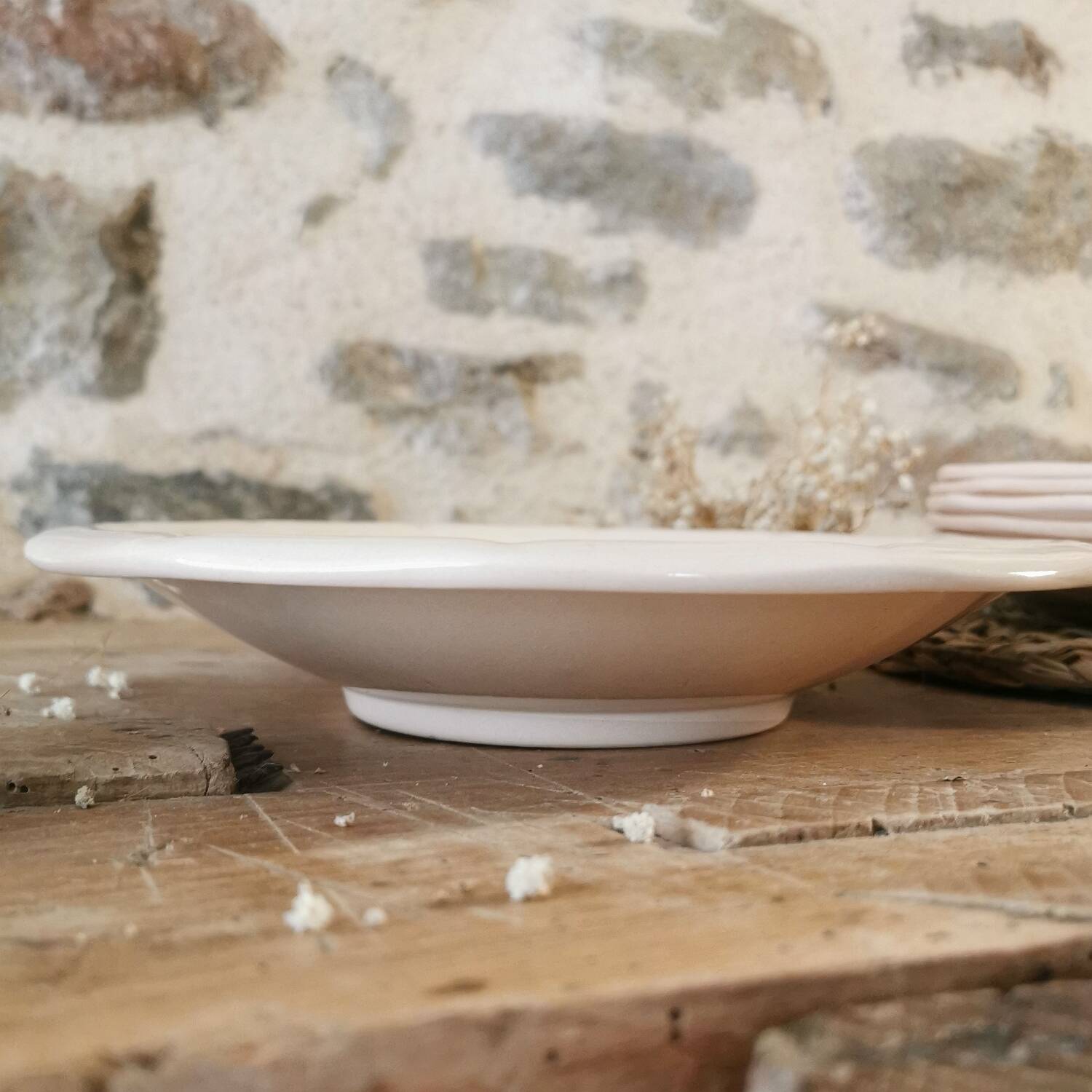 Plat rond Digoin Sarreguemines rose 24 cm
