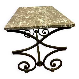 40's marble and wrought iron coffee table