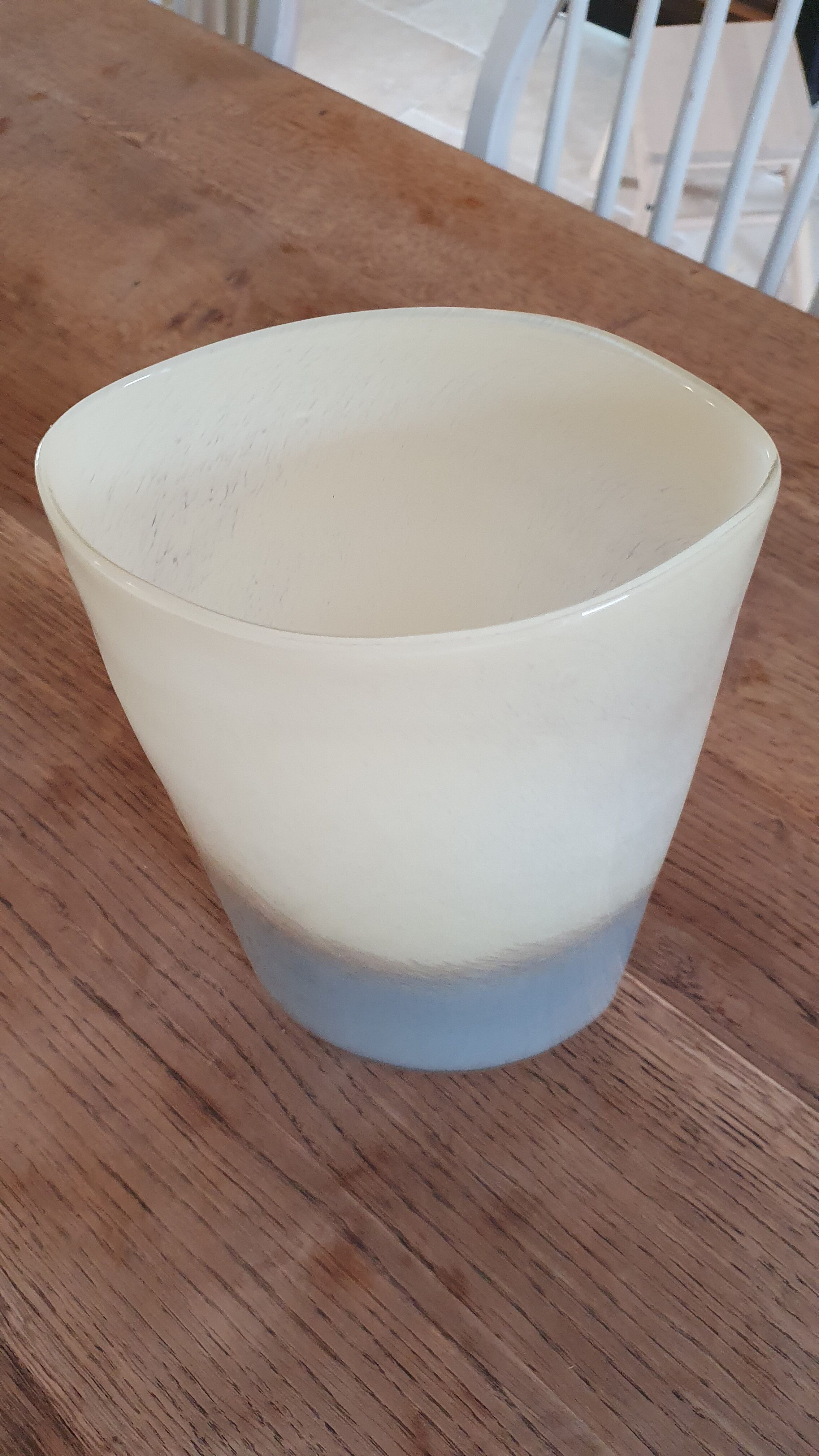 High oval vase in glass effect tie & dye natural gray beige