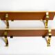 Two 1960s large Aldo Tura shelves made of wood and goatskin in beige