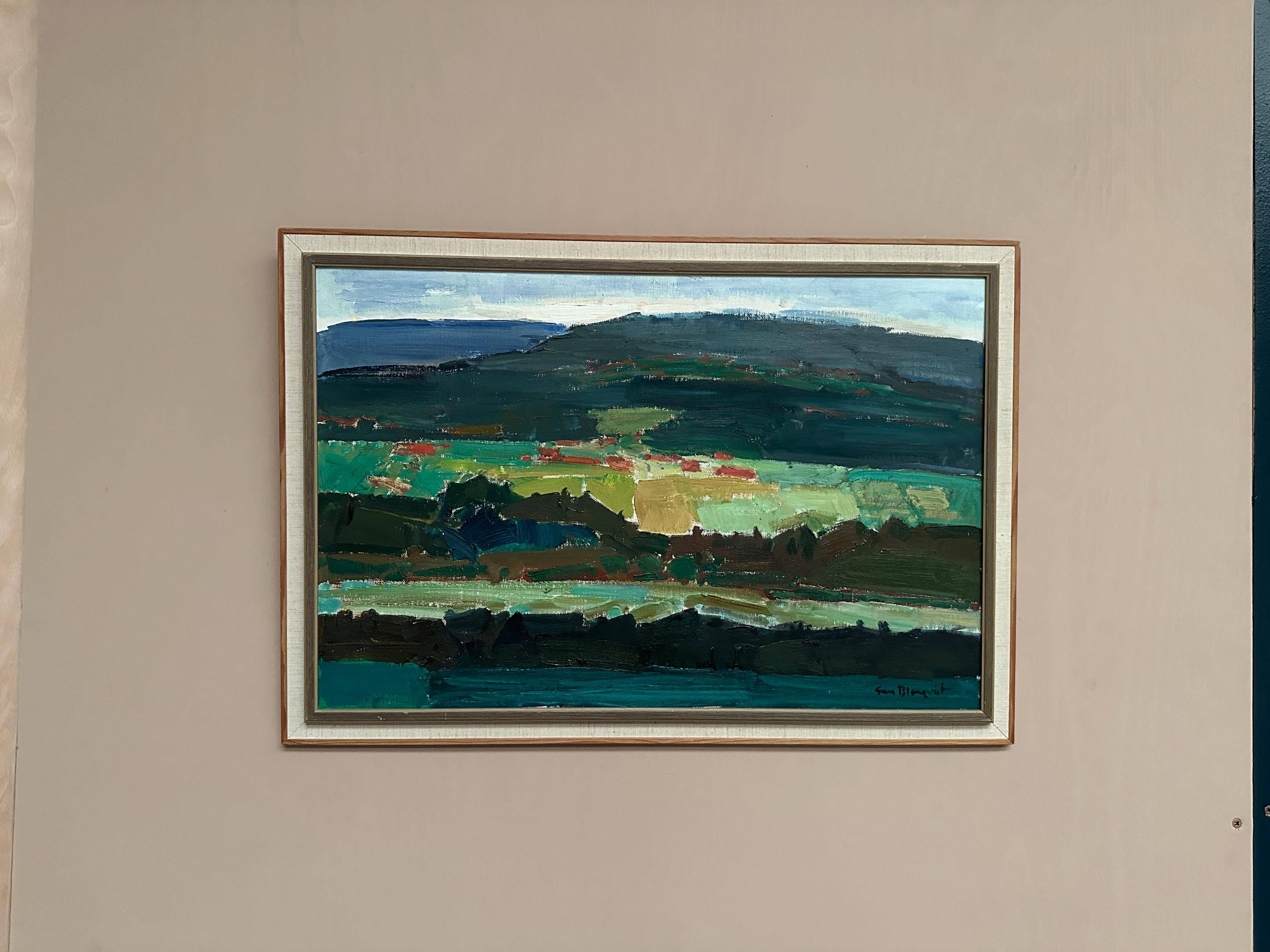 Huile sur toile originale – « Paysage » par Sune Blomqvist – Signé