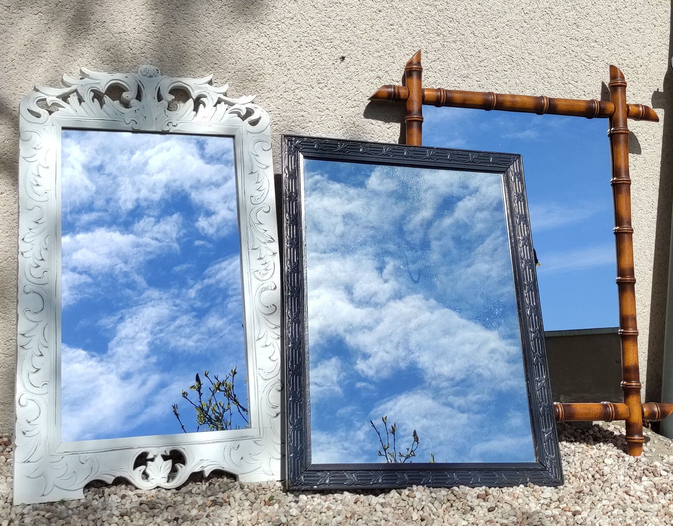 Large antique wooden mirror
