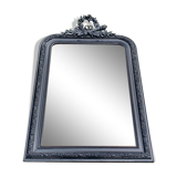 Old mirror Louis Philippe anthracite gray with pricked ice.