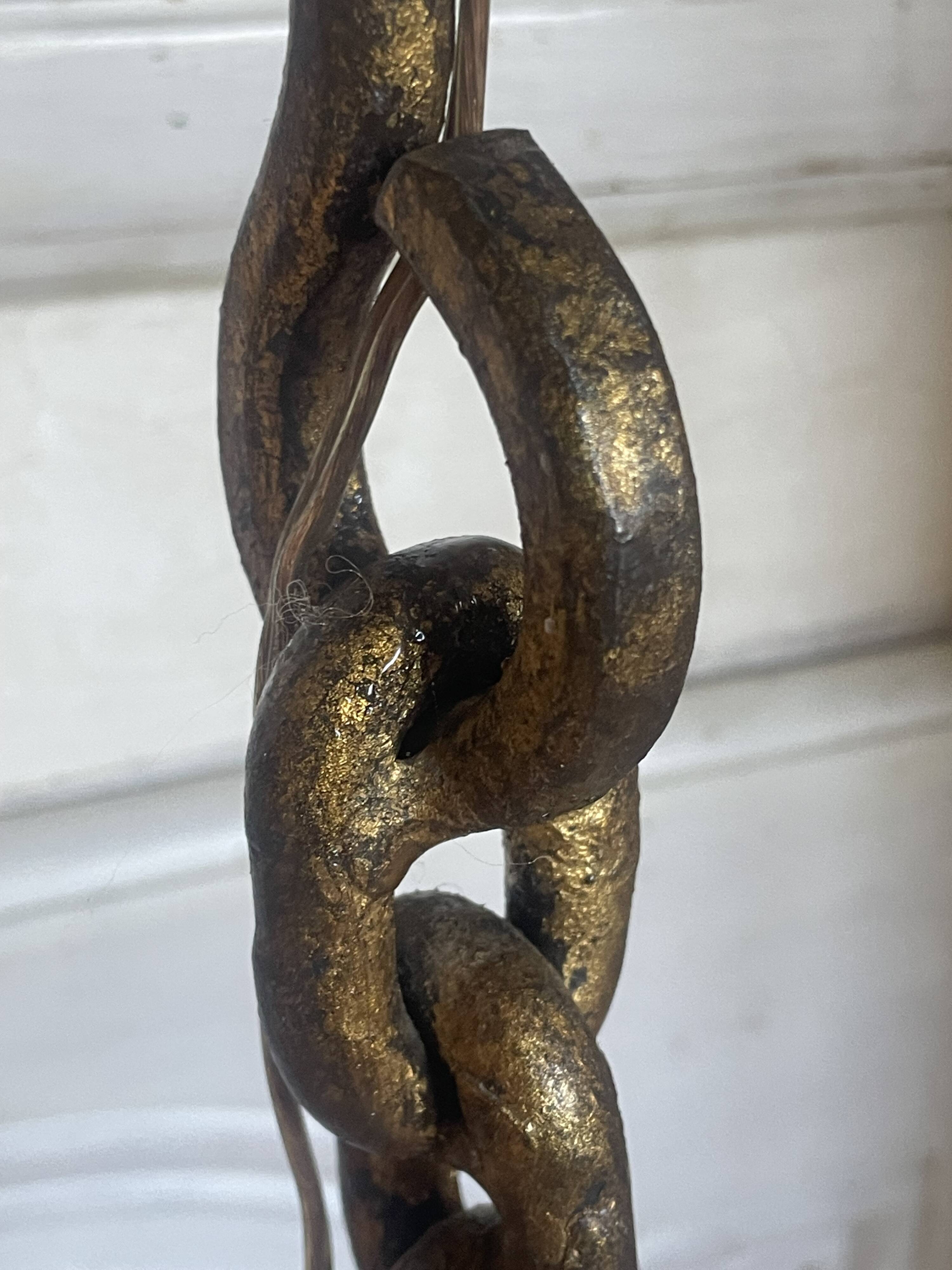 Brutalist floor lamp with chain links
