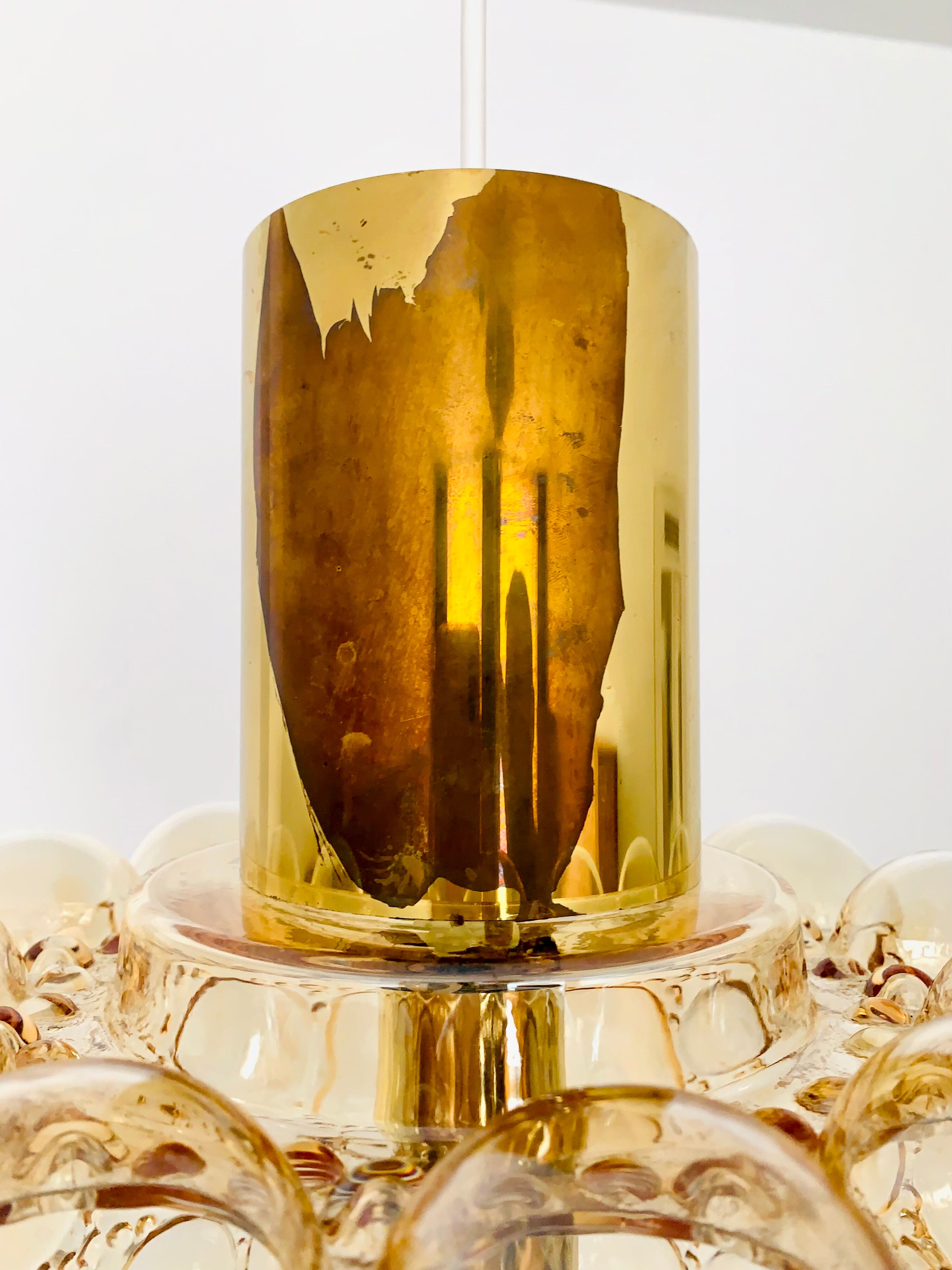 1 of 2 Large Bubble Glass Pendant Lamps by Helena Tynell for Glashütte Limb