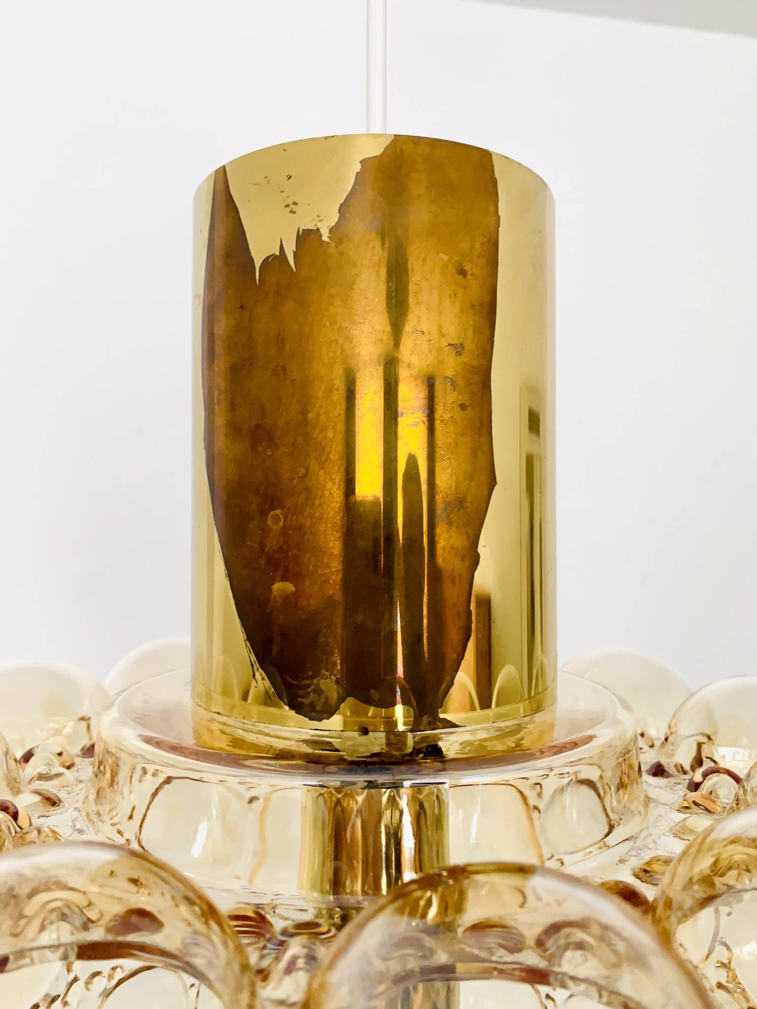 1 of 2 Large Bubble Glass Pendant Lamps by Helena Tynell for Glashütte Limb