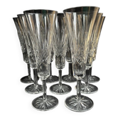 9 flûtes à champagne – Cristal soufflé et taillé