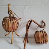 Pair of vintage rattan sconces